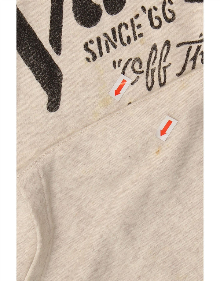 VANS Mens Graphic Hoodie Jumper Small Beige Cotton