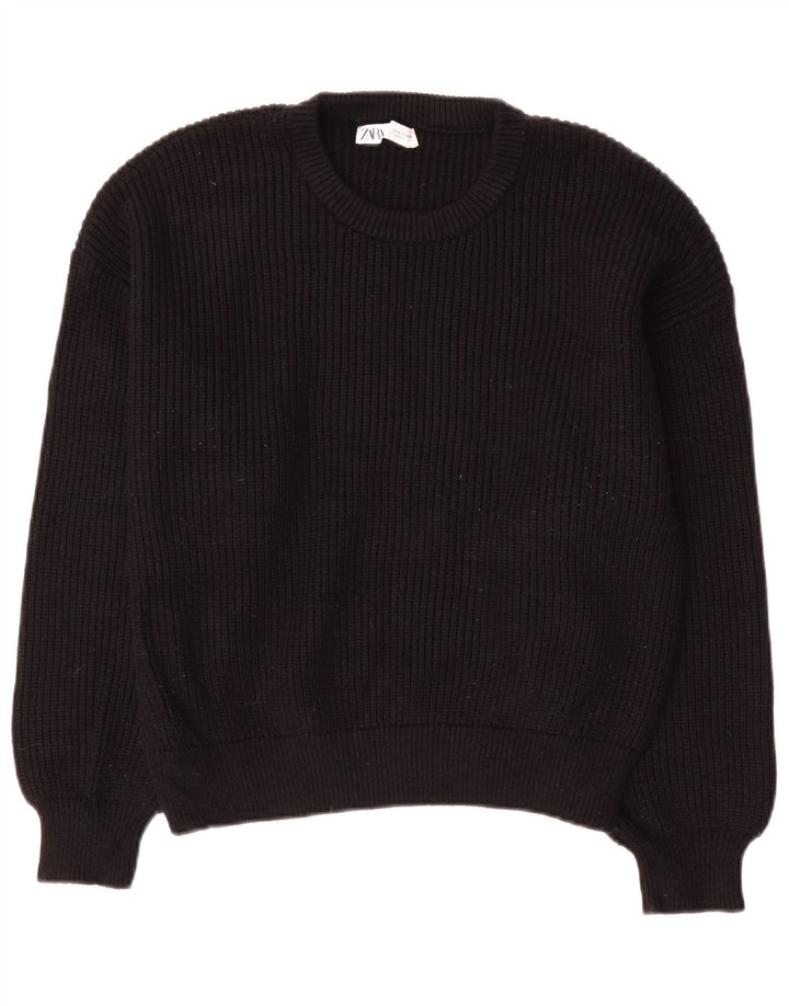 Zara dametrøjetrøje med rund hals DK 14 Medium Sort viskose