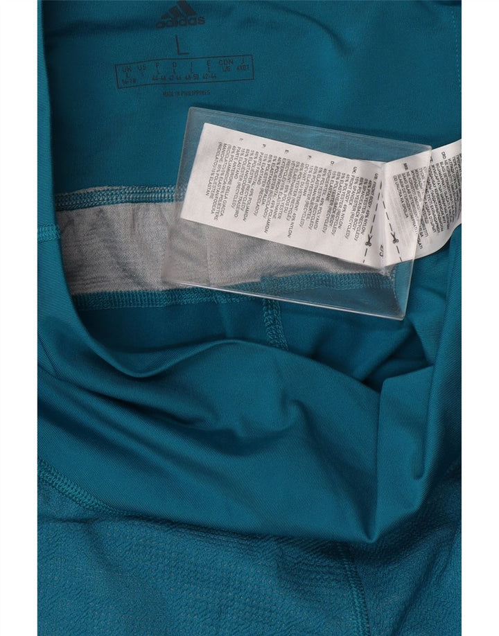 ADIDAS Womens Leggings UK 16/18 Large  Blue Nylon Vintage Adidas and Second-Hand Adidas from Messina Hembry 