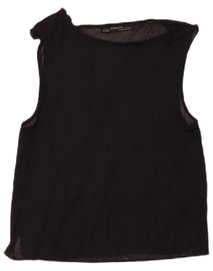 All Saints Womens Sleeveless Blouse Top UK 10 Small Black Acetate