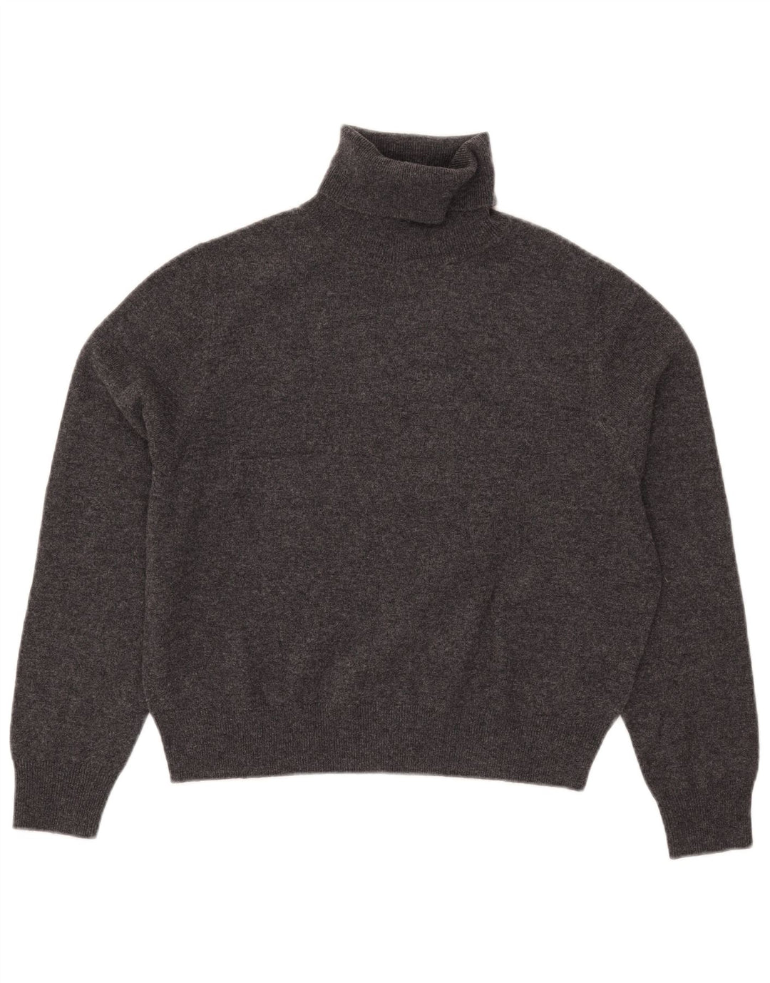 Massimo Dutti Womens Crop Roll Neck Jumper Sweater UK 10 Small Grey