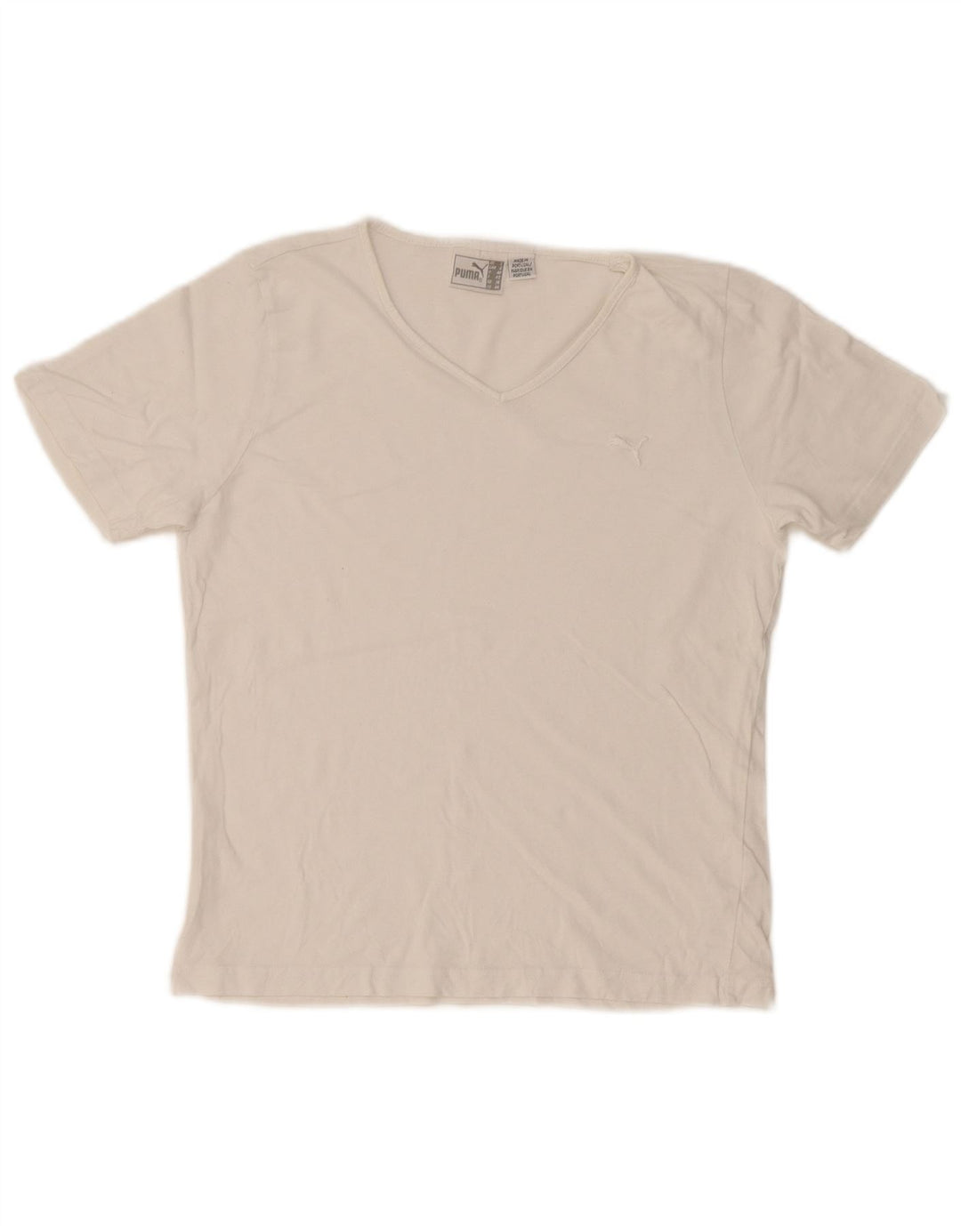 Puma T-Shirt Top UK 14 Medium Hvid Bomuld