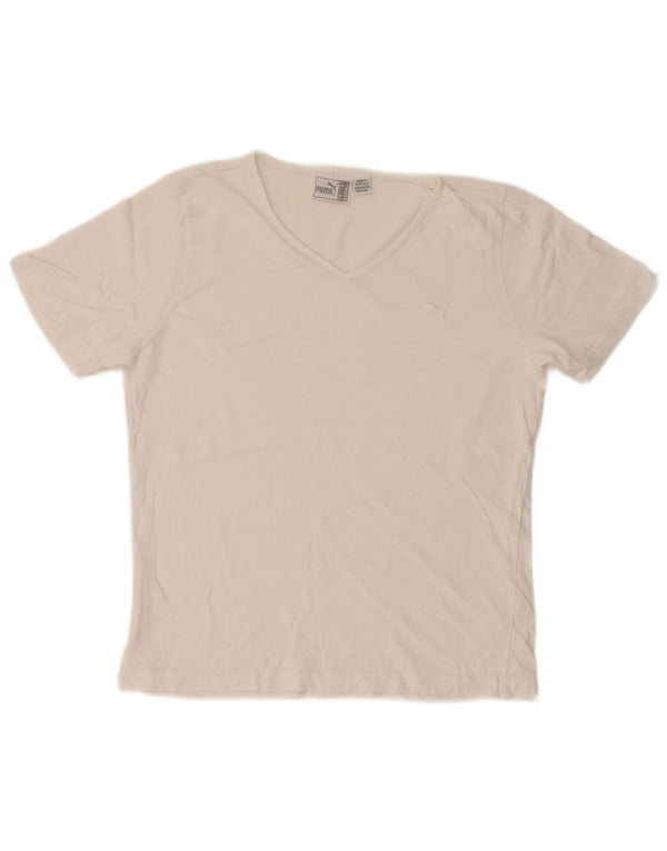 Puma T-Shirt Top UK 14 Medium Hvid Bomuld