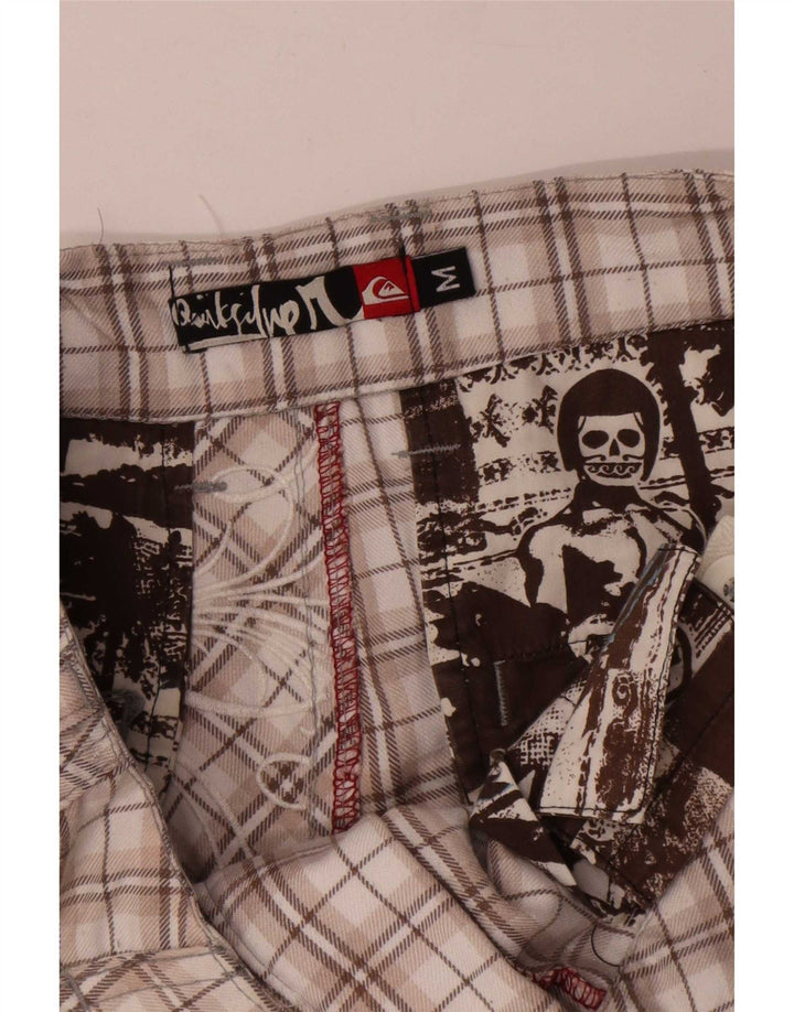 Quiksilver Mens Graphic Chino Shorts Medium W32 Beige Check Polyester