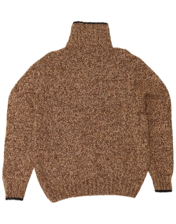 Zanolini Mens Zip Neck Jumper Sweater Medium Brown Flecked Wool