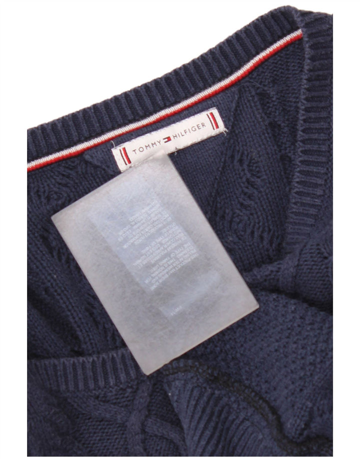 TOMMY HILFIGER Womens Cardigan Sweater UK 14 Medium Navy Blue