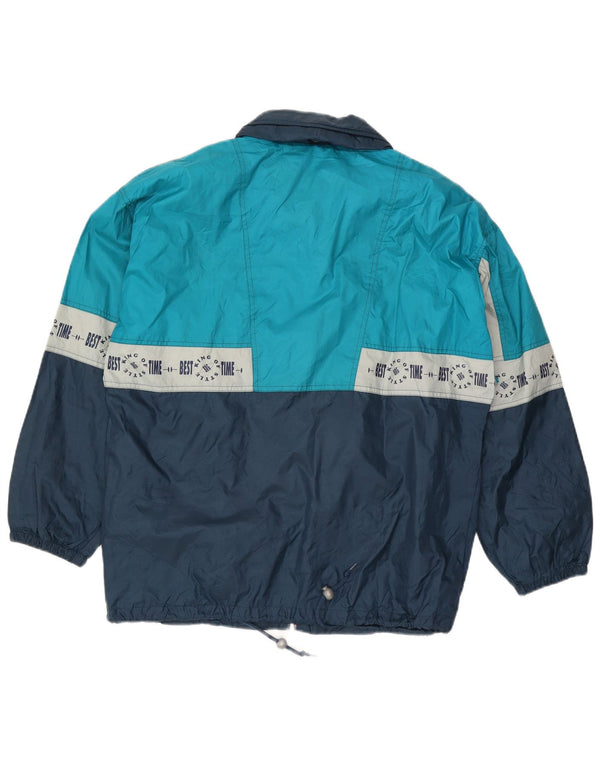 Brugi Mens Graphic Loose Fit Tracksuit Top Jacket Small Blue Colourblock