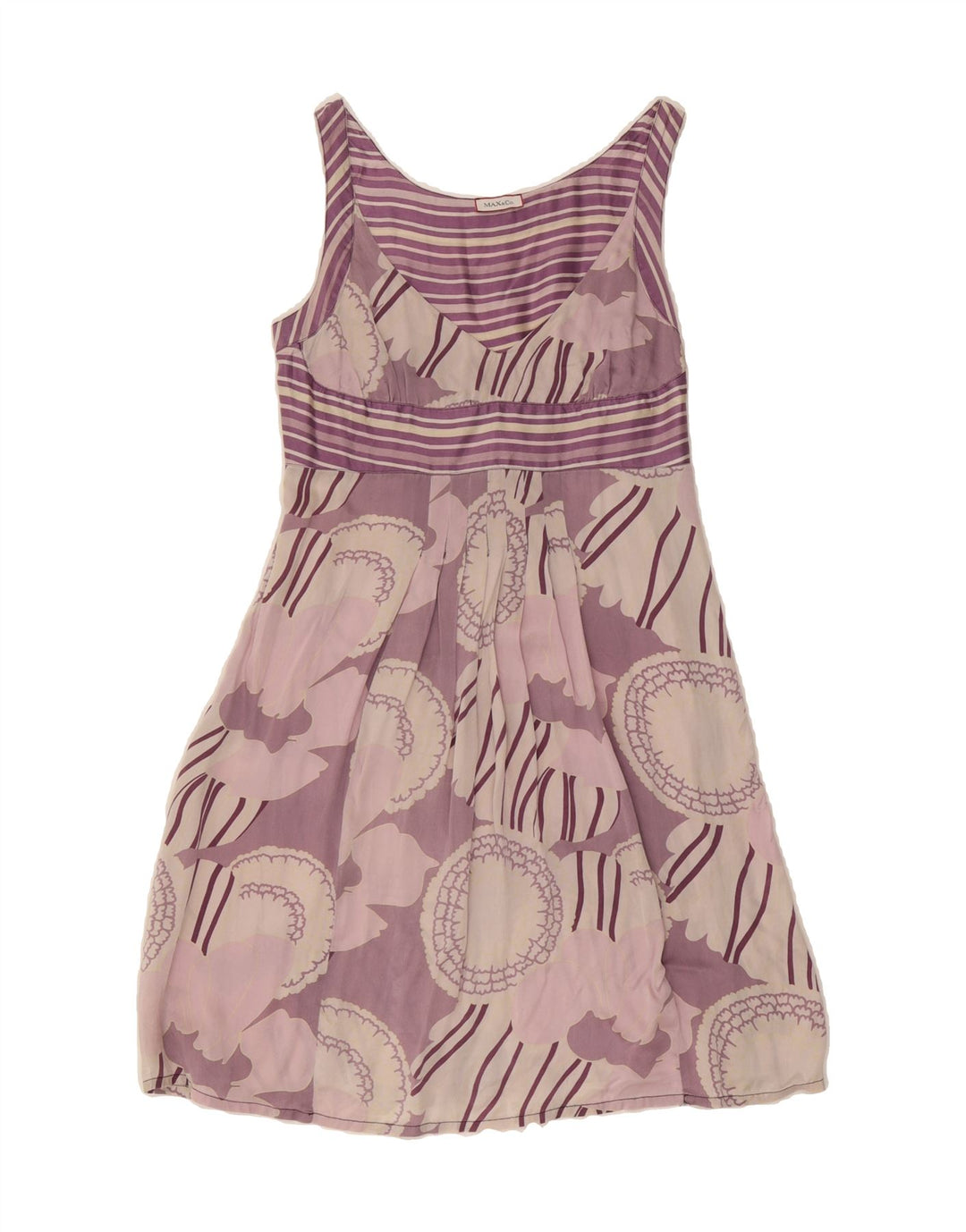 MAX & CO. Womens Abstract Pattern A-Line Dress UK 10 Small Purple Vintage Max & Co. and Second-Hand Max & Co. from Messina Hembry 