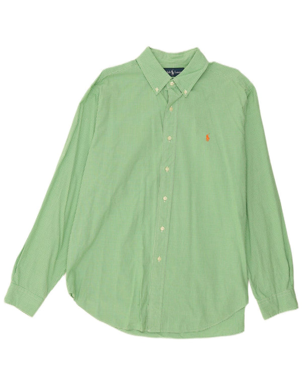 Мужская рубашка классического кроя Ralph Lauren XL, зеленая хлопковая клетка