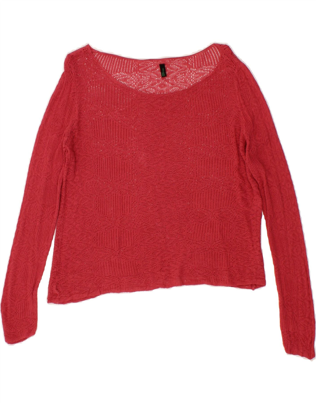 BENETTON Womens Long Sleeve Crop Top UK 14 Large Pink Vintage Benetton and Second-Hand Benetton from Messina Hembry 