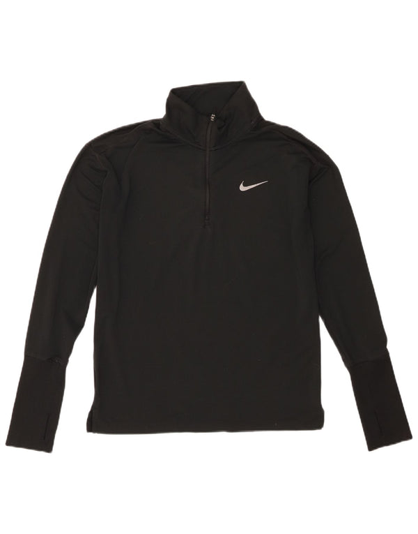 Haut de survêtement Nike Dri Fit à col zippé pour femme UK 6 XS Noir Polyester
