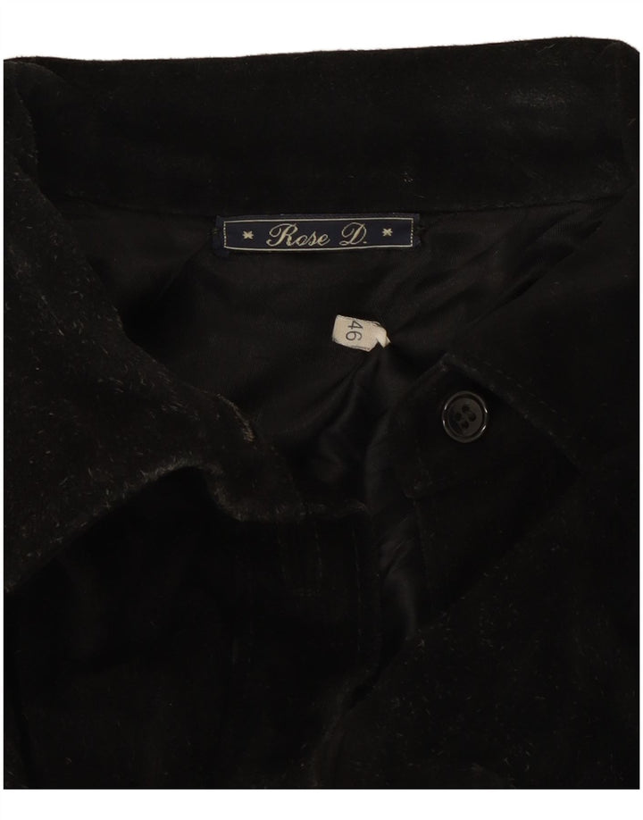 vintage Femme Surchemise Chemise En Daim IT 46 Grand Noir