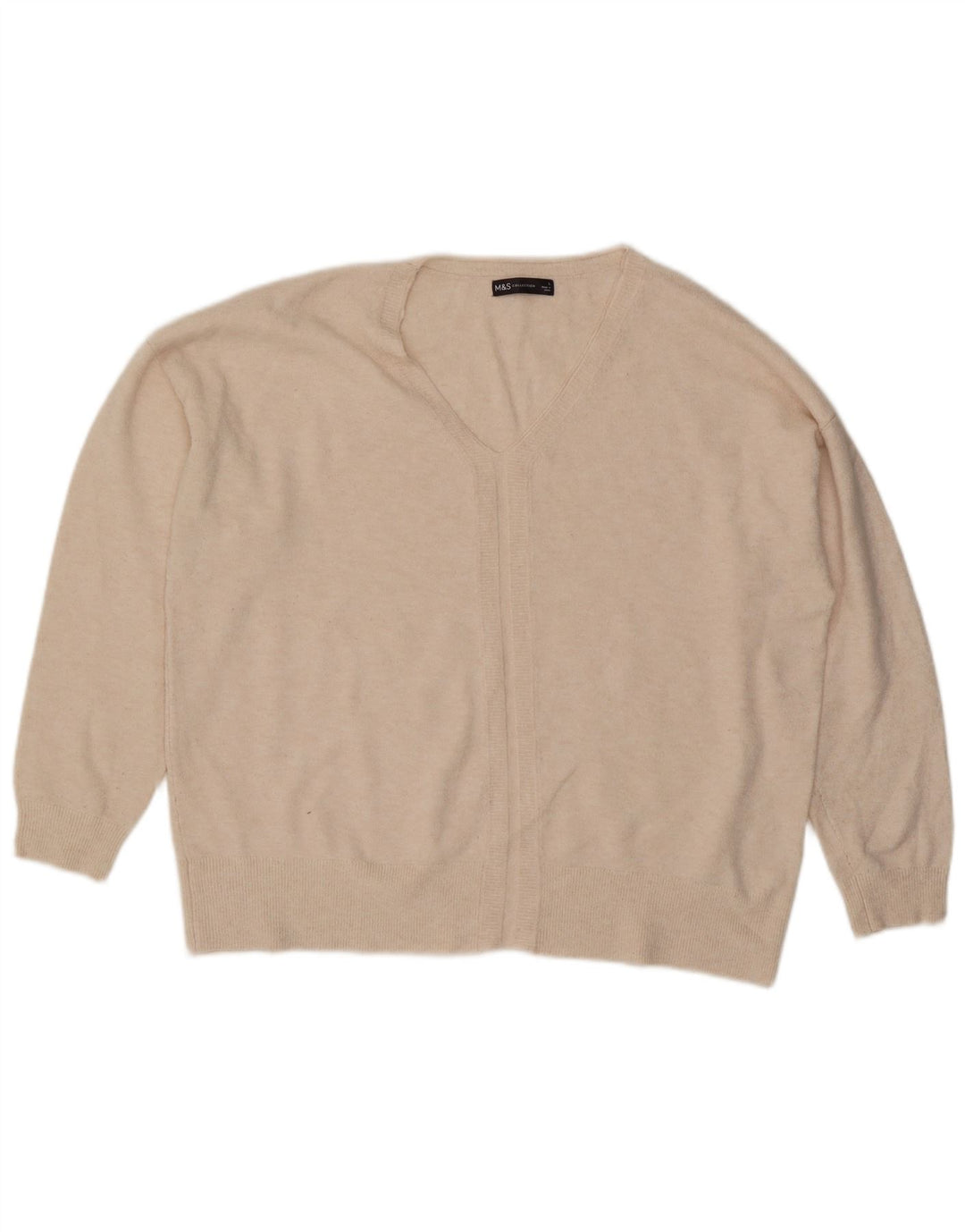 Marks & Spencer Dame Oversized V-hals sweater UK 16 Large Beige