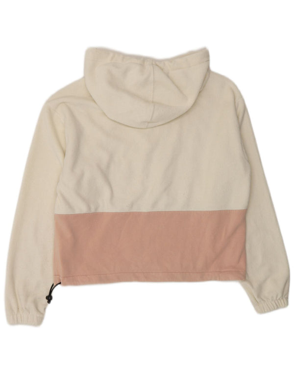 Champion Dame Hætte Fleece Jumper UK 10 Small White Colourblock