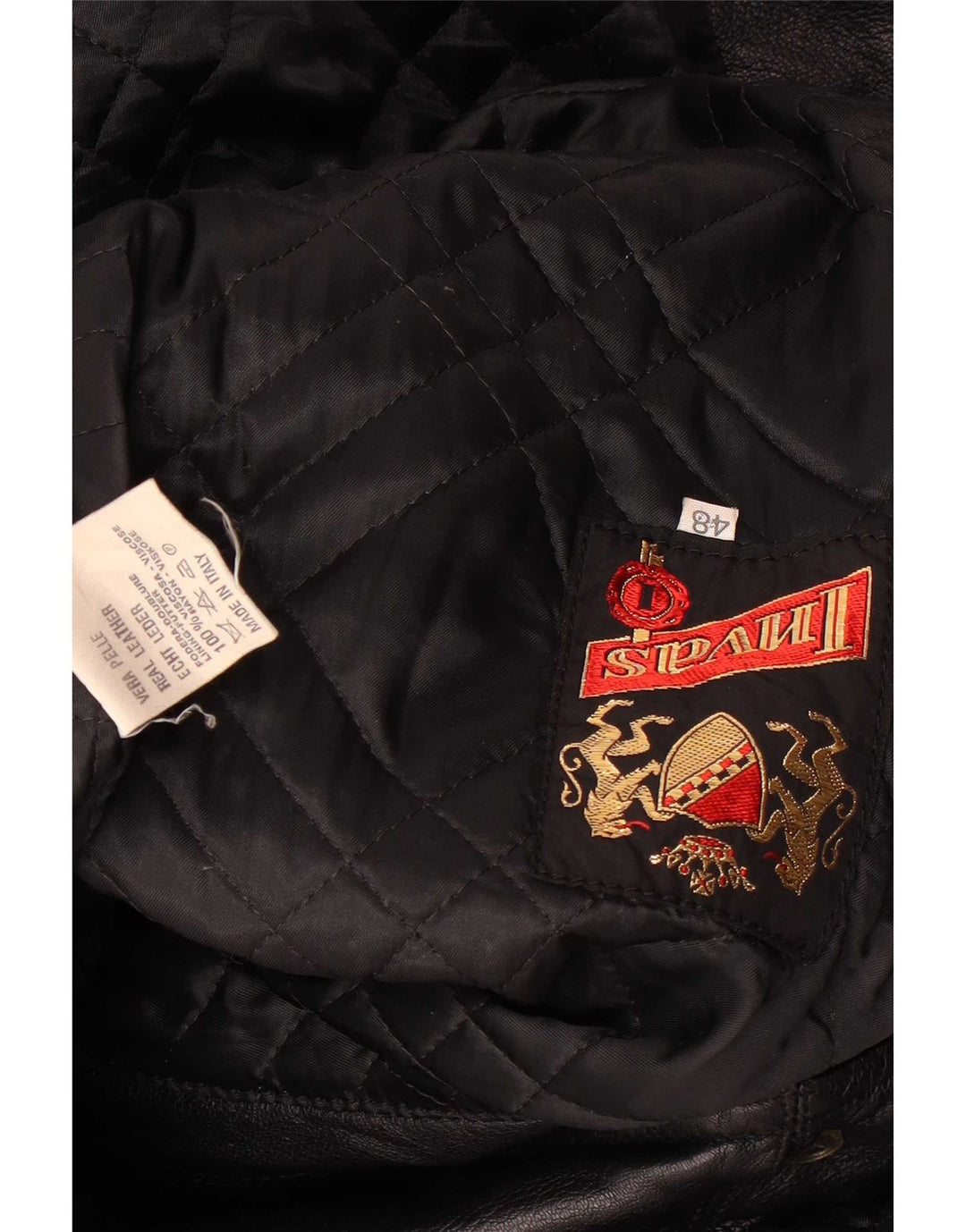 Vintage Womens Leather Coat IT 48 XL Black Leather