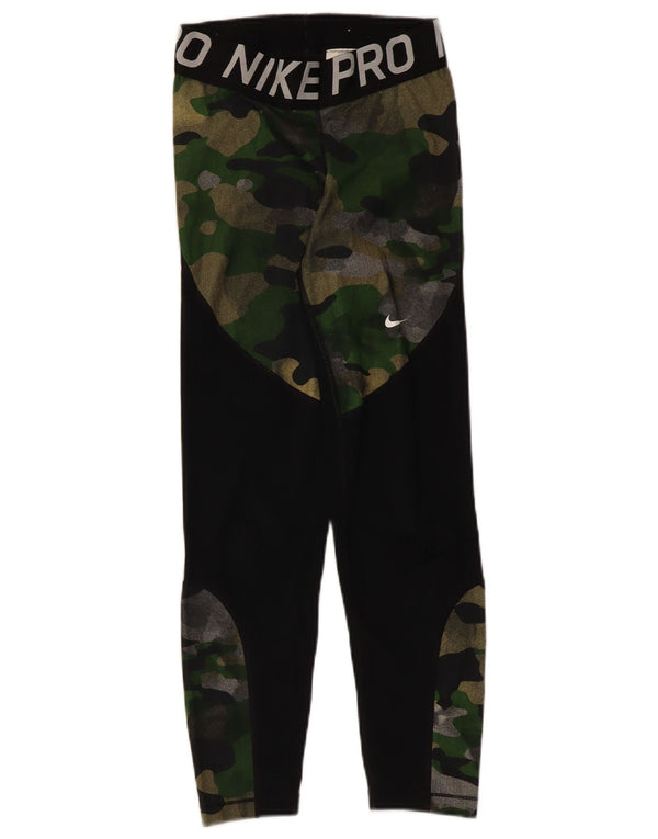 Nike Womens Graphic Leggings UK 4 XS Schwarz Camouflage Polyester
