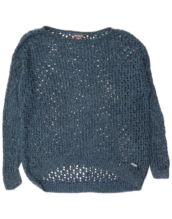 Eddie Bauer Pulover supradimensionat pentru femei cu gât de barcă UK 14 Medium Bleumarin