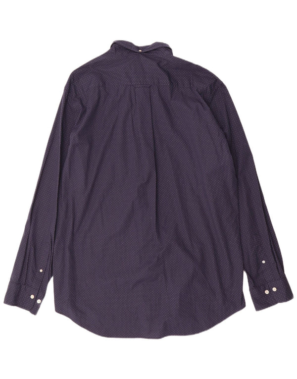 Gant Herre Poplin Regular Fit Skjorte Størrelse 45/46 2XL Marineblå plettet bomuld