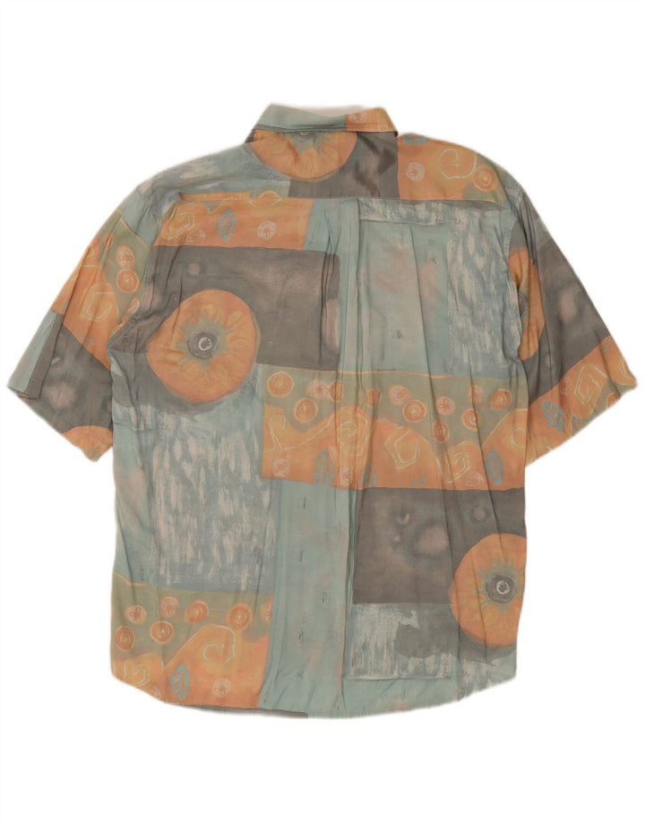 Vintage Mens Abstract Pattern Short Sleeve Shirt Large Multicoloured