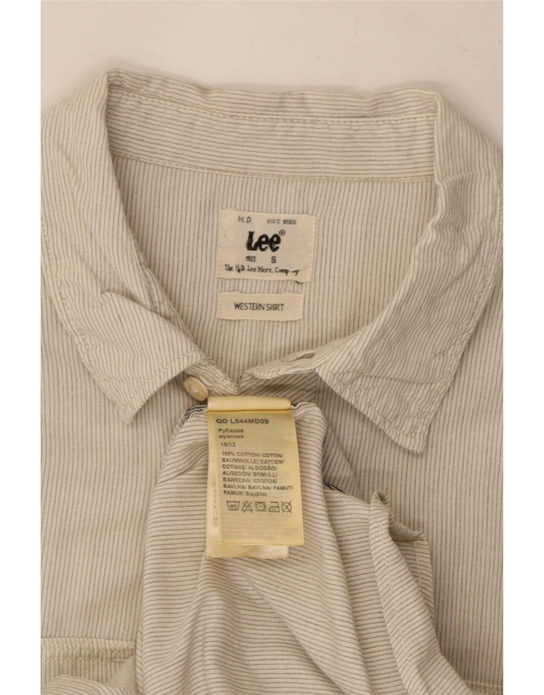 Lee Mens Flannel Shirt Small Beige Pinstripe Cotton