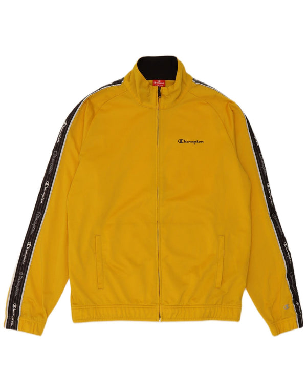 Champion Herren-Trainingsanzugoberteil mit Grafik, XL, gelbes Farbblock-Polyester