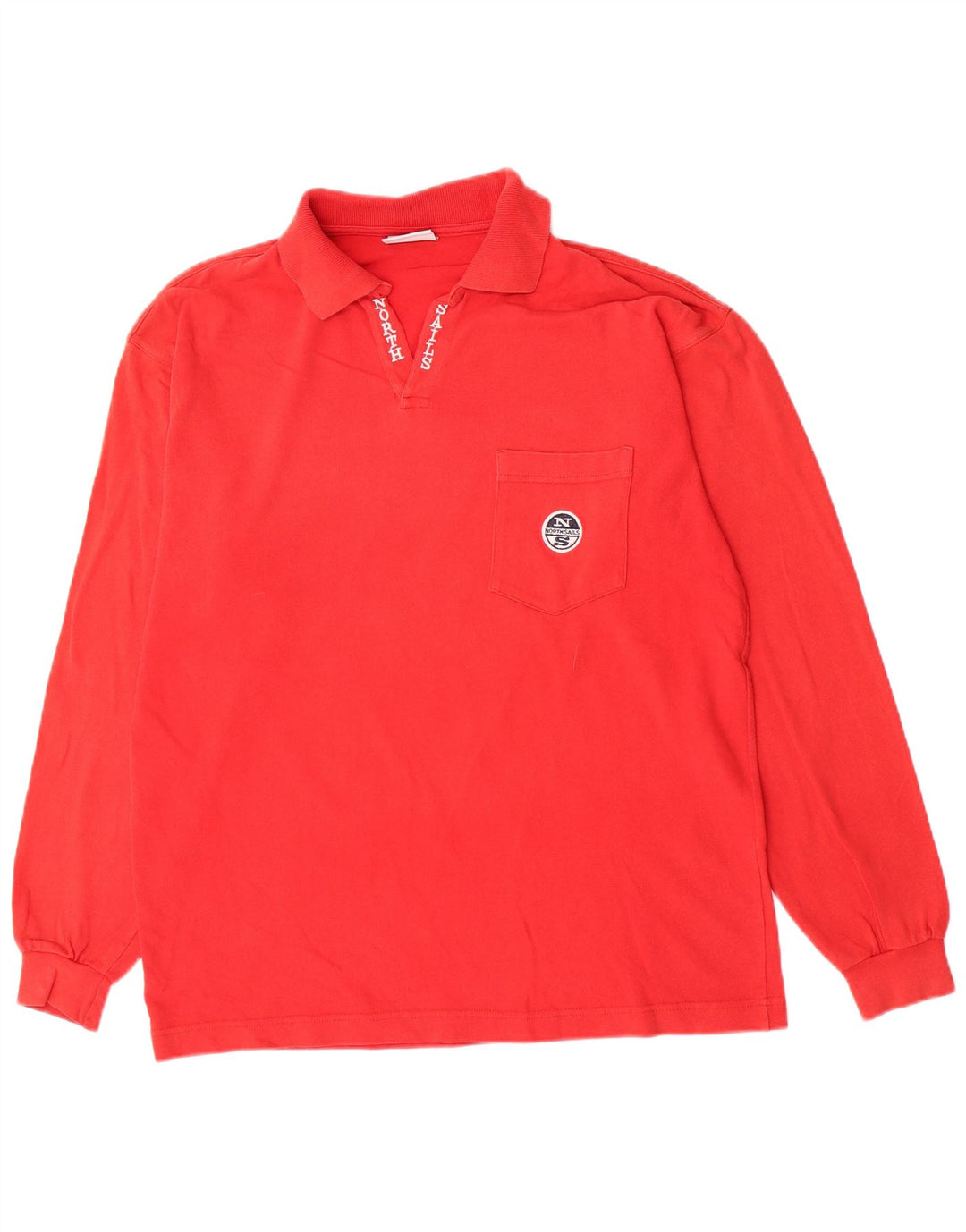 North Sails Mens Long Sleeve Polo Shirt Medium Red Cotton