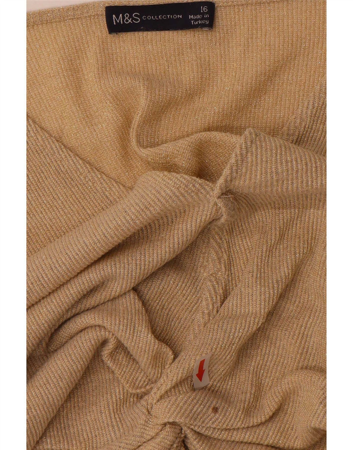 Marks & Spencer Womens Batwing Blouse Top UK 16 Large Gold Flecked Viscose
