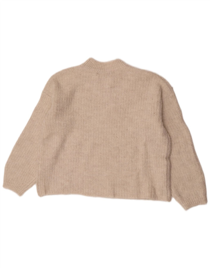 Marks & Spencer Womens Crew Neck Jumper Sweater UK 14 Medium Beige Acrylic