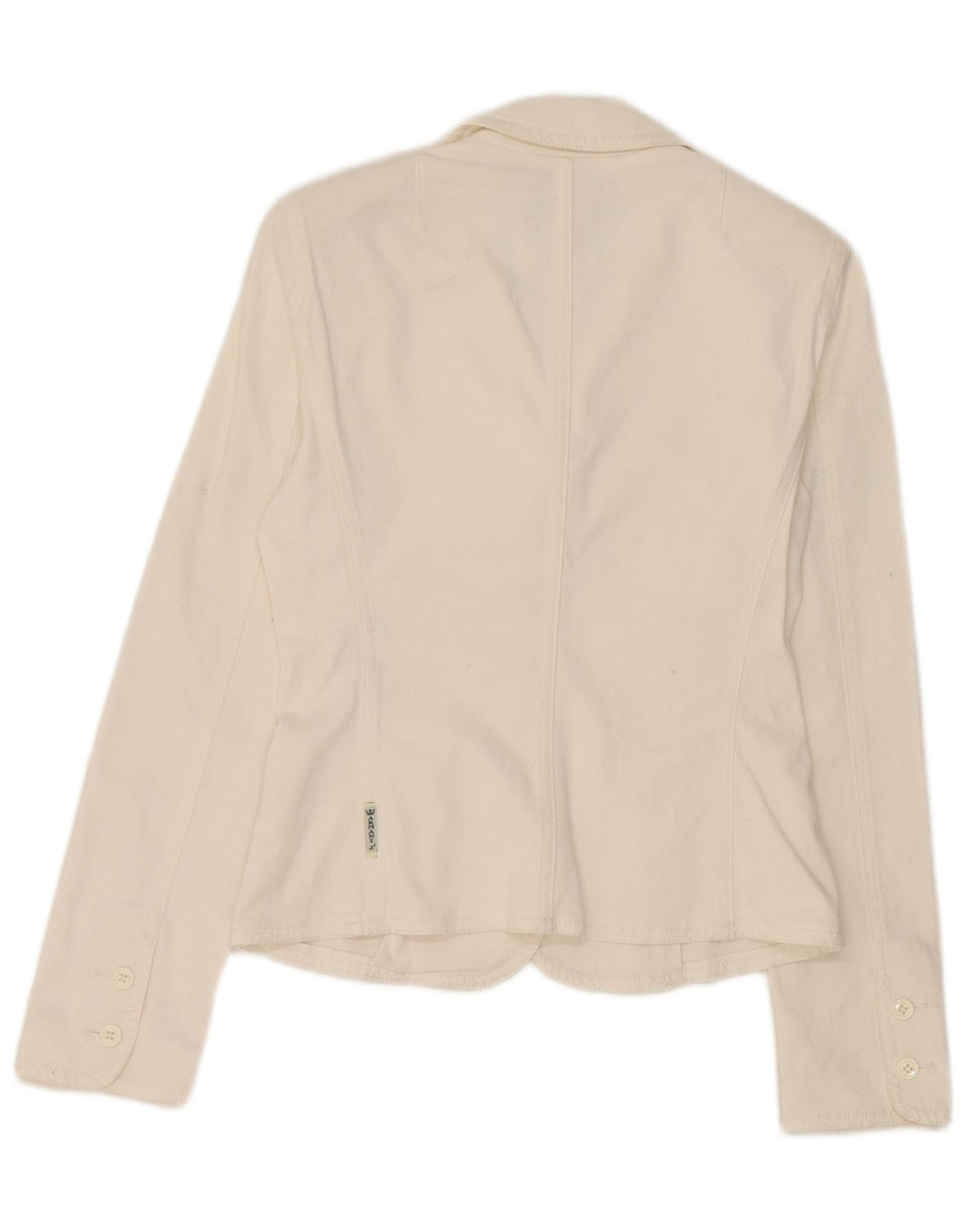Armani Jeans Veste Blazer 3 Boutons Femme UK 10 Petit Coton Blanc