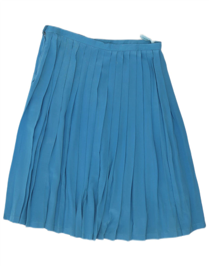 Vintage Womens Knife Pleated Skirt W32 Large Blue