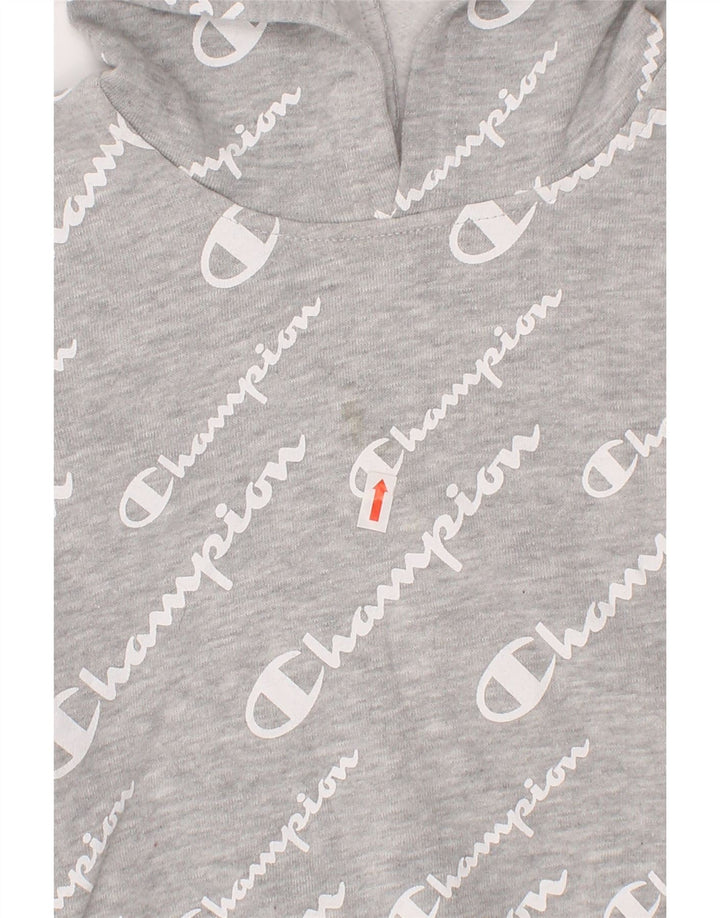 CHAMPION Girls Graphic Hoodie Jumper 5-6 Years Grey Cotton Vintage Champion and Second-Hand Champion from Messina Hembry 