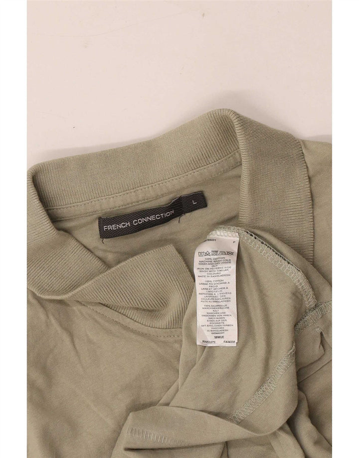 French Connection Mens Polo Shirt Large Khaki Cotton