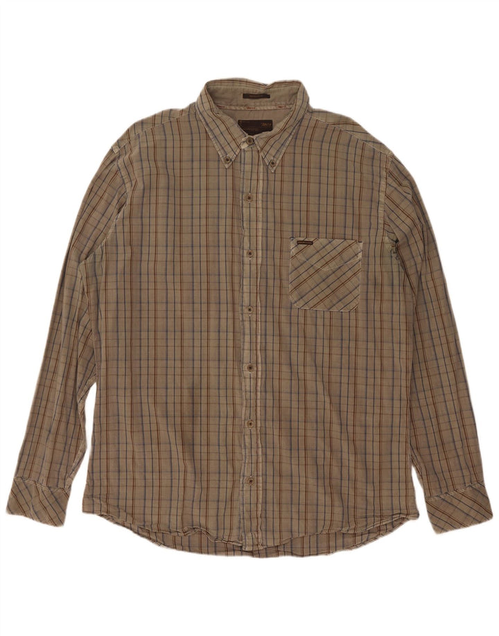 Camicia Marlboro Classics da uomo vestibilità regolare 2XL cotone a quadri kaki