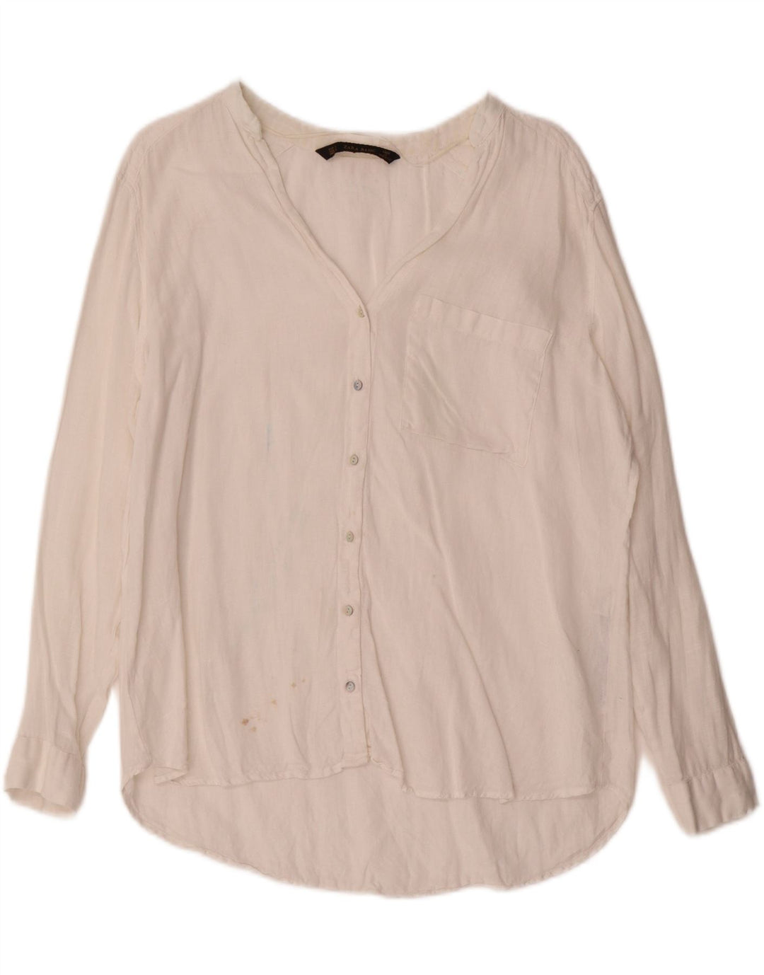Zara Womens Shirt UK 16 Large White Linen