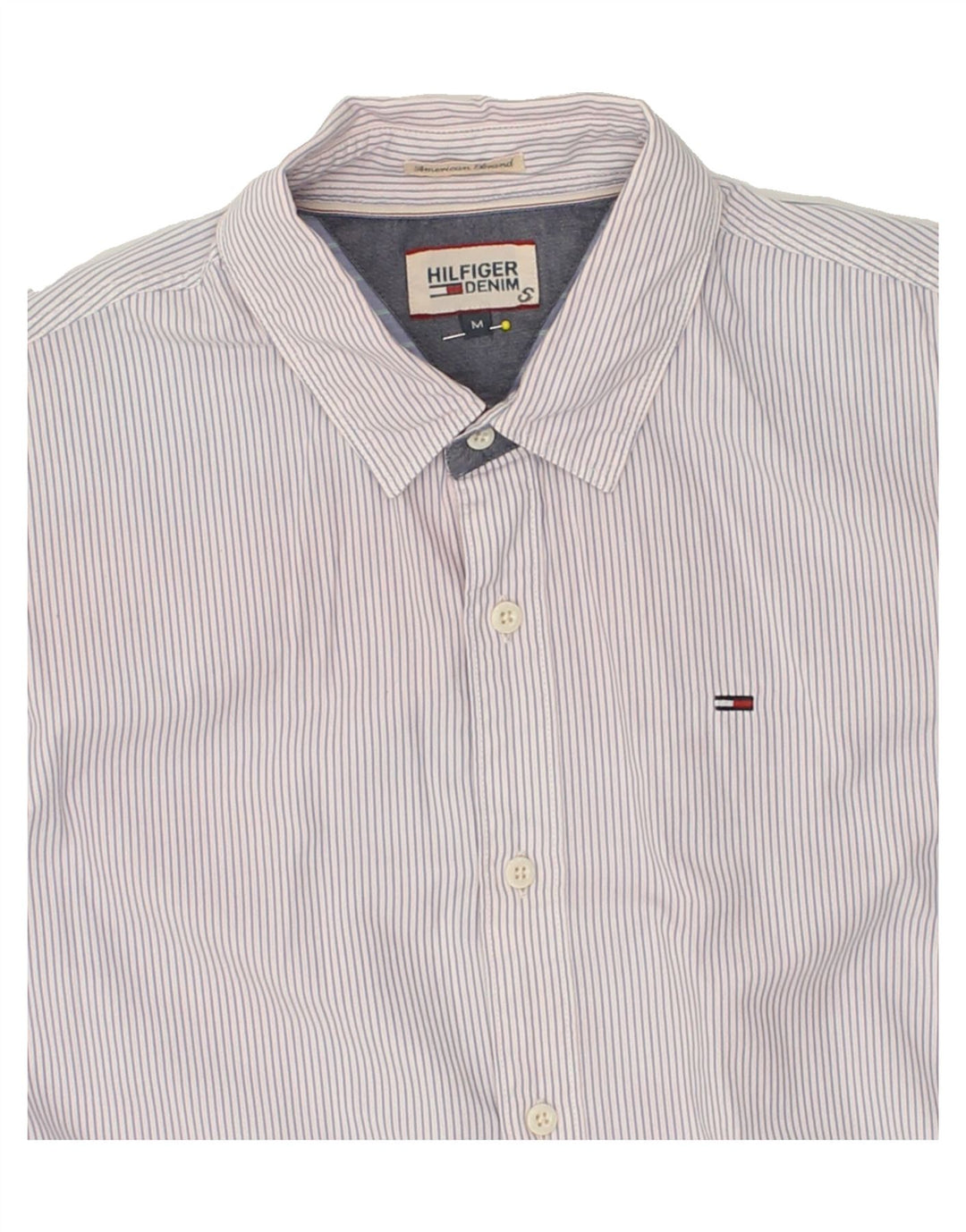 TOMMY HILFIGER Mens Shirt Medium Grey Striped Cotton Vintage Tommy Hilfiger and Second-Hand Tommy Hilfiger from Messina Hembry 