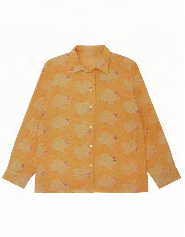Vintage dameskjorte UK 16 Large Yellow Floral