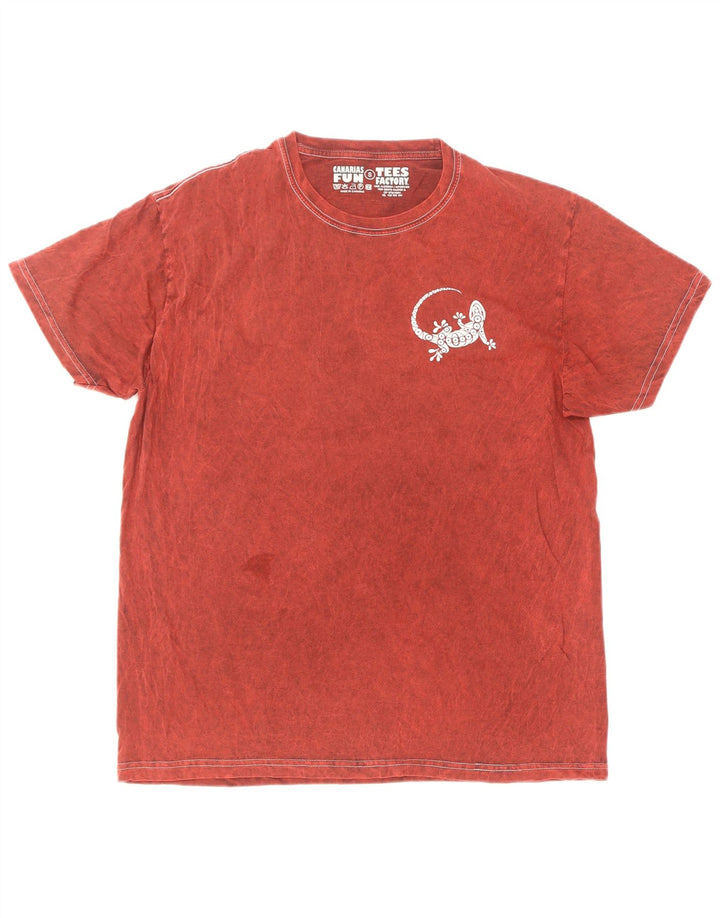T-shirt męski w stylu vintage, mały, czerwony, bawełniany