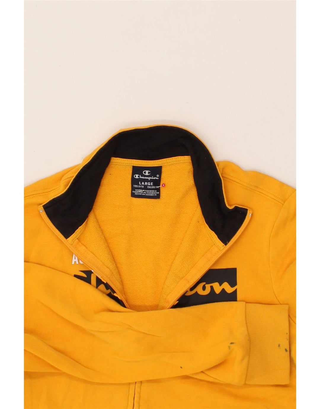 CHAMPION Boys Graphic Tracksuit Top Jacket 11-12 Years Large  Yellow Vintage Champion and Second-Hand Champion from Messina Hembry 