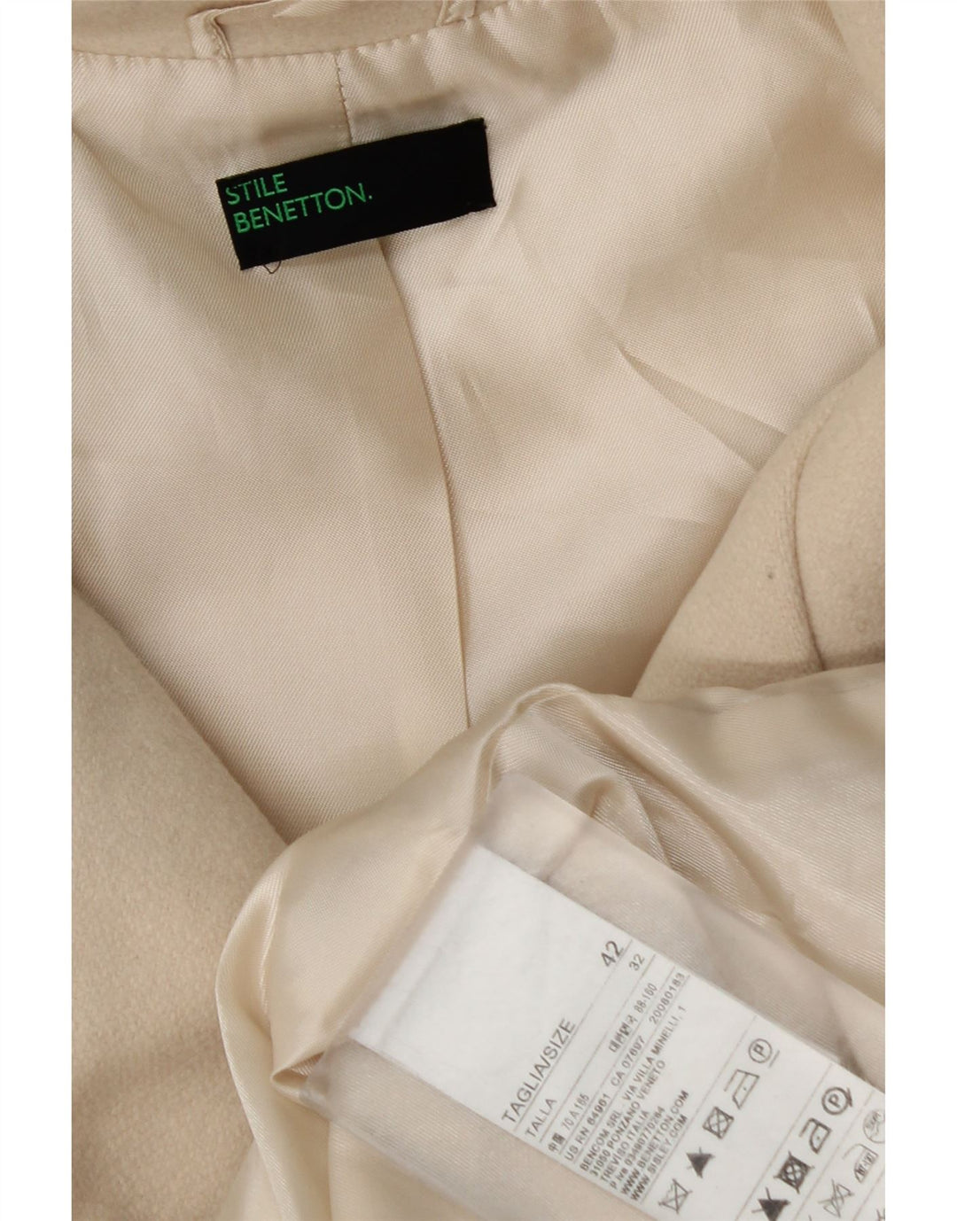 Pardesiu pentru femei Benetton IT 42 Lână albă medie