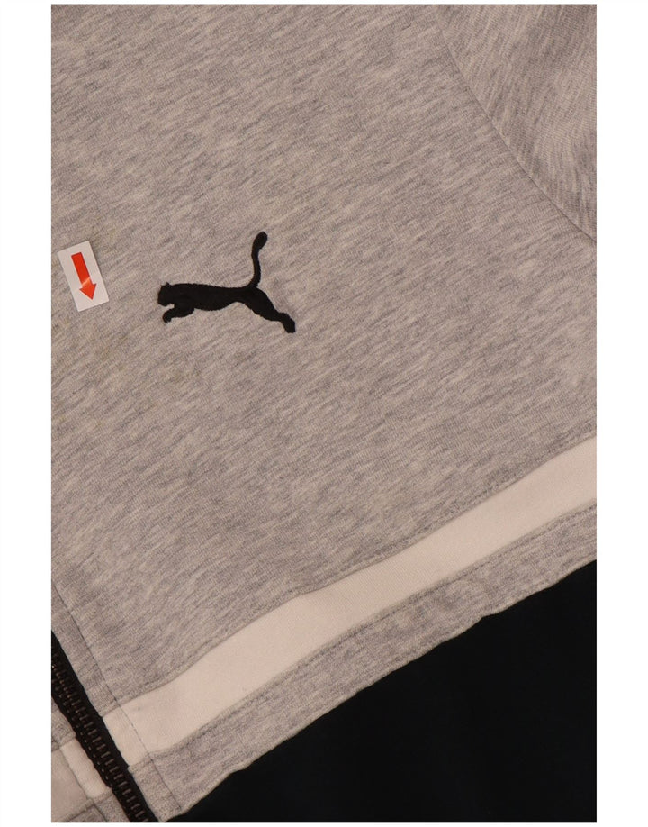 PUMA Mens Tracksuit Top Jacket Small Grey Colourblock Cotton