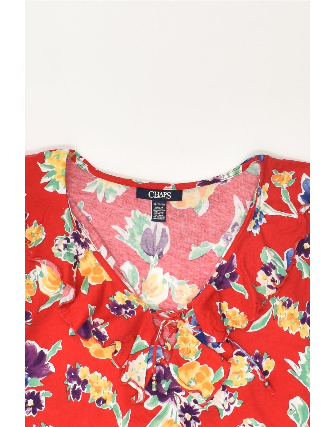 CHAPS Womens Tall Sleeveless Blouse Top UK 18 XL Red Floral Cotton | Vintage Chaps | Thrift | Second-Hand Chaps | Used Clothing | Messina Hembry 