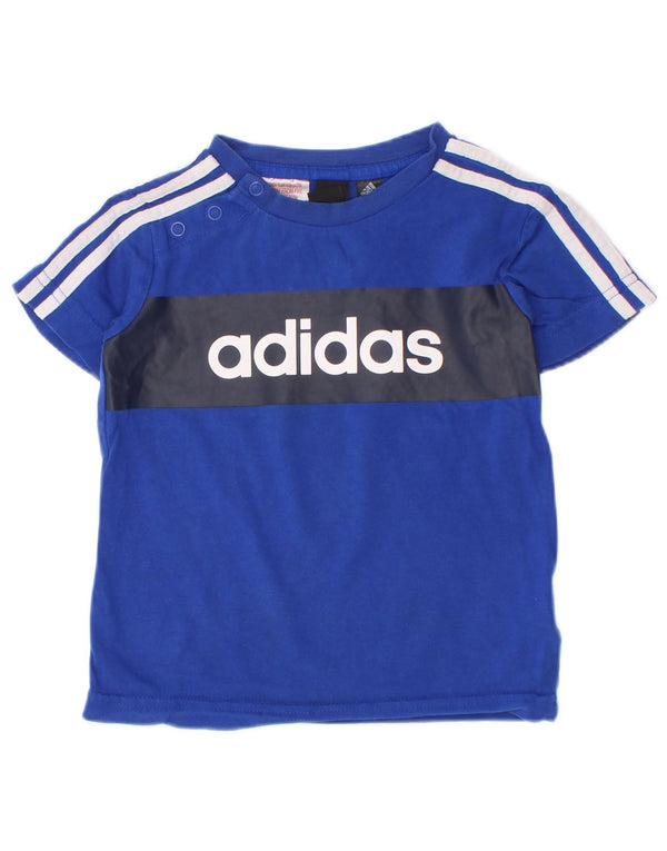 Adidas Baby Boys Grafisk T-shirt Top 12-18 måneder Blå Colourblock Bomuld