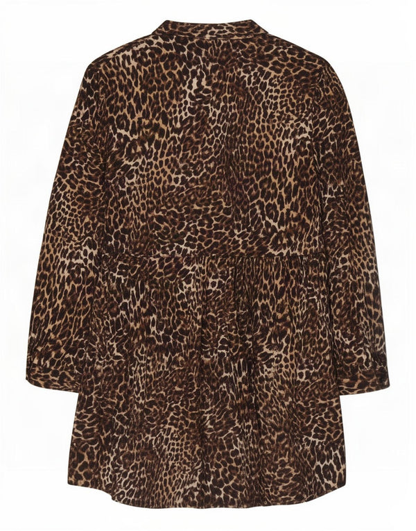 Abito chemisier Zara da donna UK 6 XS viscosa marrone con stampa animalier