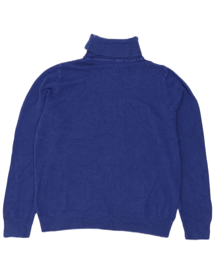 Marks & Spencer Dame Roll Neck Sweater UK 12 Medium Blue Acryl