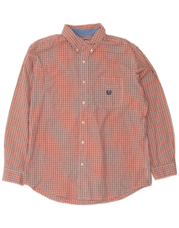 Chaps Mens Easy Care Shirt Large Red Gingham Cotton