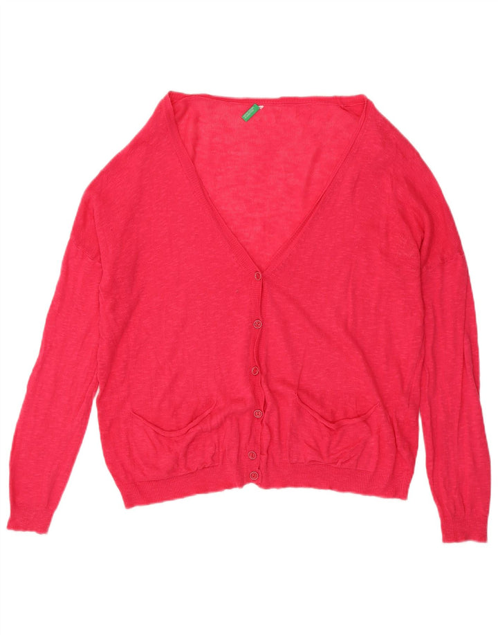BENETTON Womens Oversized Cardigan Sweater UK 10 Small Pink