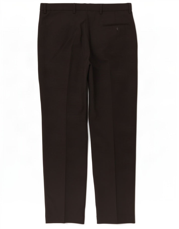 Marks & Spencer Pantalón de traje regular para hombre W36 L33 Poliéster negro