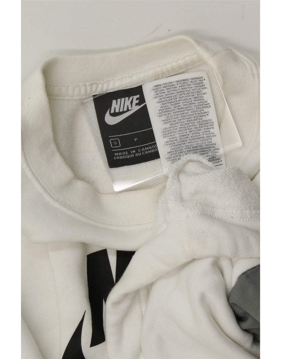 NIKE Womens Oversized Graphic Sweatshirt Jumper UK 10 Small White Vintage Nike and Second-Hand Nike from Messina Hembry 