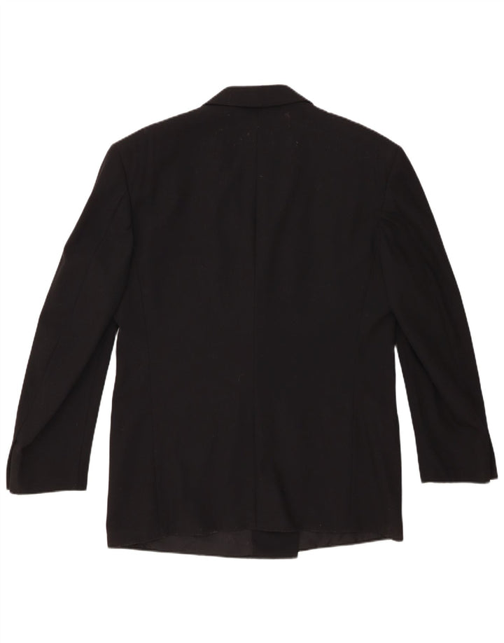 Trussardi Mens Double Breasted Blazer Jacket IT 52 XL Black Virgin Wool