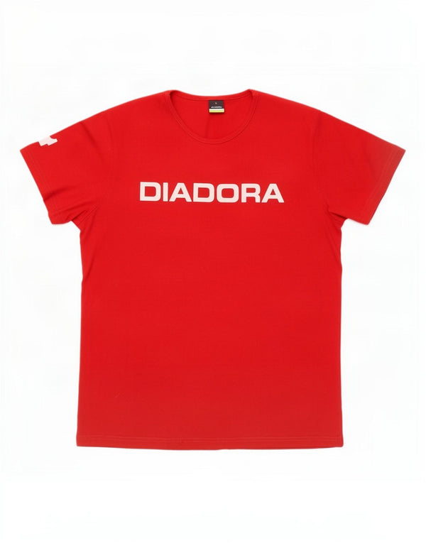 Diadora Womens Graphic T-Shirt Top UK 18 XL Red Cotton